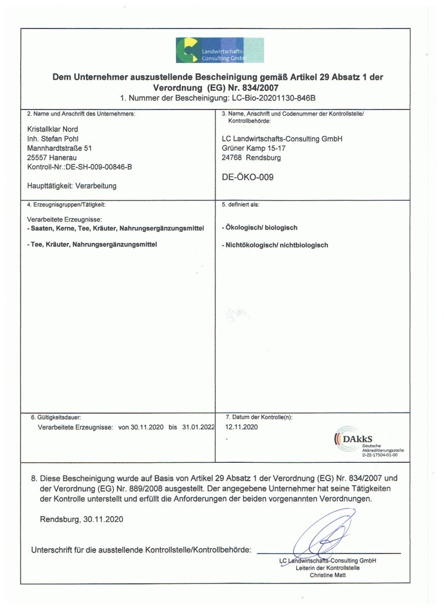 Öko-Zertifikat: DE-ÖKO-009