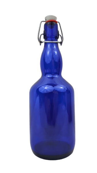 Flasche 2 L Glasballonflasche Glasballon Henkelflasche Gallone Wein Wasser blau 
