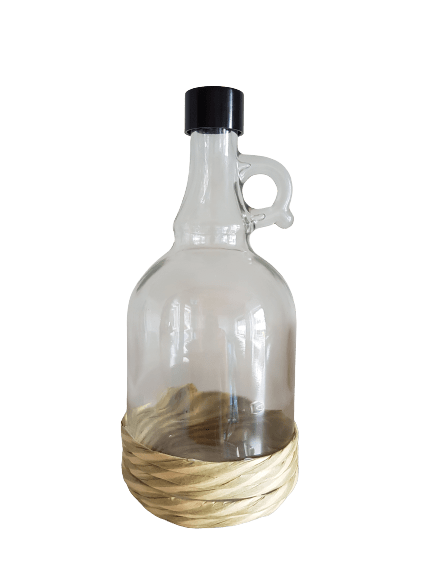 1 Liter Glasballonflasche mit Henkel - hell
